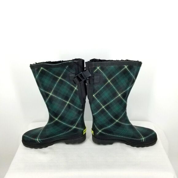Western Chief "Coreen" Plaid Evergreen Tall Rubber Boots - Picture 8 of 11